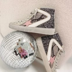 Indie Collection New Arrivals Pink/Glitter High Top Sneakers