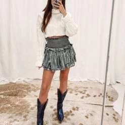 Indie Collection Avery Smocked Skirt - Silver New Arrivals