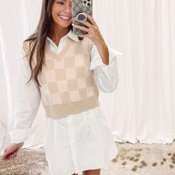 Indie Collection New Arrivals Checkered Sweater Vest