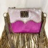 Indie Collection Leather Accessories Pink Cowhide Two Tone Crossbody
