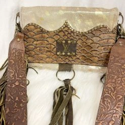 Indie Collection Gold Cowhide Crossbody With Embossed Strap Leather Accessories