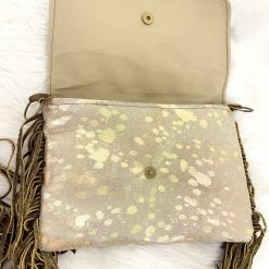 Indie Collection Gold Cowhide Crossbody With Embossed Strap Leather Accessories