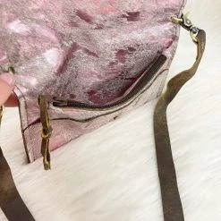 Indie Collection Leather Accessories Metallic Pink Leather Crossbody