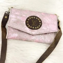 Indie Collection Leather Accessories Metallic Pink Leather Crossbody