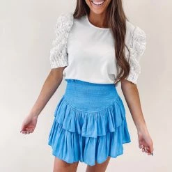 Indie Collection USA Collection Sequin Sleeve Top