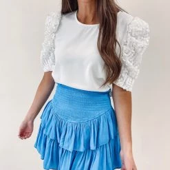 Indie Collection USA Collection Smocked Skirt - Blue
