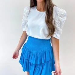 Indie Collection USA Collection Smocked Skirt - Blue