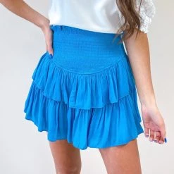Indie Collection USA Collection Smocked Skirt - Blue