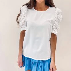 Indie Collection USA Collection Sequin Sleeve Top