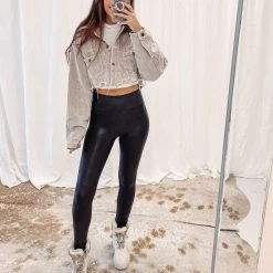 Indie Collection New Arrivals Cropped Cord Jacket - Taupe