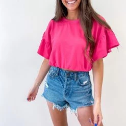 Indie Collection New Arrivals Preston Hot Pink Top