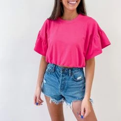 Indie Collection New Arrivals Preston Hot Pink Top