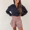 Indie Collection New Arrivals Smocked Athletic Shorts - Mauve