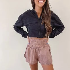 Indie Collection New Arrivals Smocked Athletic Shorts - Mauve