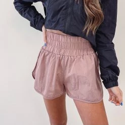 Indie Collection New Arrivals Smocked Athletic Shorts - Mauve