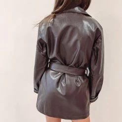 Indie Collection Espresso Faux Leather Coat New Arrivals