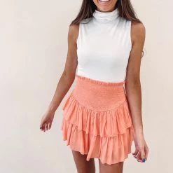 Indie Collection Smocked Skirt - Orange Vacay Collection