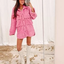 Indie Collection Pink Teddy Sherpa Coat