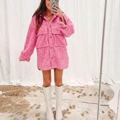 Indie Collection Pink Teddy Sherpa Coat