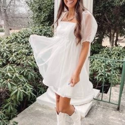 Indie Collection Blakely Puff Dress - White