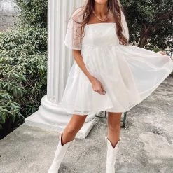 Indie Collection Blakely Puff Dress - White