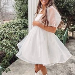 Indie Collection Blakely Puff Dress - White