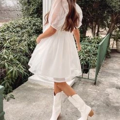Indie Collection Blakely Puff Dress - White