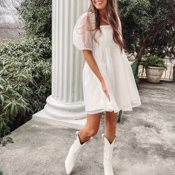 Indie Collection Blakely Puff Dress - White