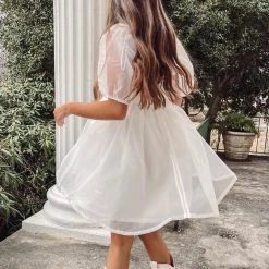 Indie Collection Blakely Puff Dress - White