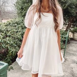 Indie Collection Blakely Puff Dress - White