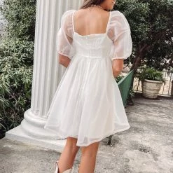 Indie Collection Blakely Puff Dress - White