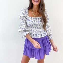 Indie Collection Smocked Skirt - Light Purple