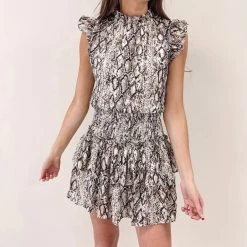 Indie Collection Snakeprint Smocked Dress