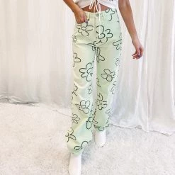 Indie Collection Green Floral Printed Pants New Arrivals