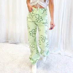 Indie Collection Green Floral Printed Pants New Arrivals