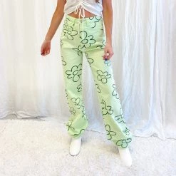 Indie Collection Green Floral Printed Pants New Arrivals