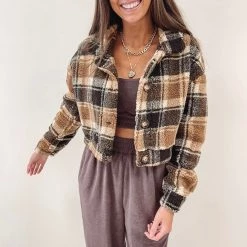 Indie Collection Lesley Brown Plaid Jacket New Arrivals