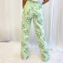 Indie Collection Green Floral Printed Pants New Arrivals