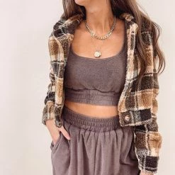 Indie Collection Lesley Brown Plaid Jacket New Arrivals