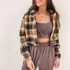 Indie Collection Lesley Brown Plaid Jacket New Arrivals