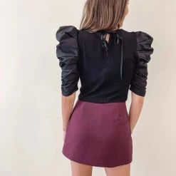 Indie Collection New Arrivals Cut-Out Mini Skort - Burgundy