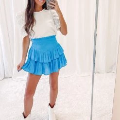 Indie Collection USA Collection Smocked Skirt - Blue