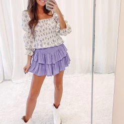 Indie Collection Smocked Skirt - Light Purple