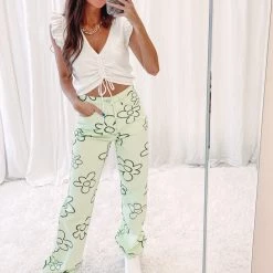 Indie Collection Green Floral Printed Pants New Arrivals