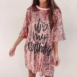 Indie Collection New Arrivals It's My Birthday - Rose Gold Sequin Dress