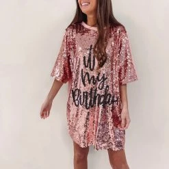 Indie Collection New Arrivals It's My Birthday - Rose Gold Sequin Dress