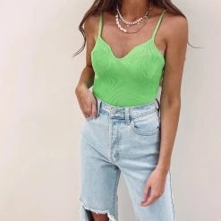 Indie Collection New Arrivals Neon Sweetheart Neckline Bodysuit