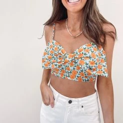 Indie Collection Floral Bow Crop Top
