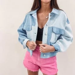 Indie Collection New Arrivals Two Toned Denim Jacket