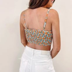 Indie Collection Floral Bow Crop Top